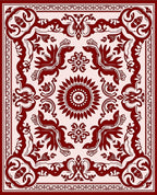 Ornate Crimson Bloom Corner Piece Rug