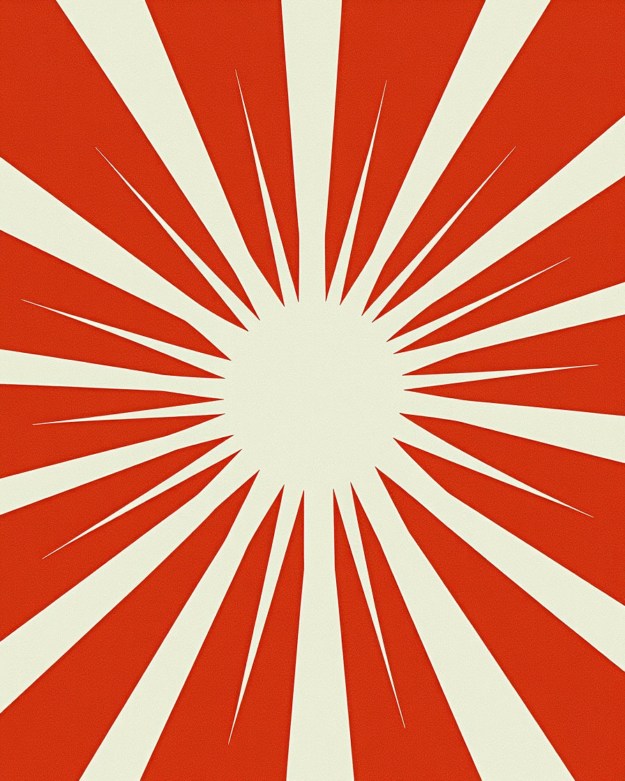 Bold Red Sunburst Rays Rug