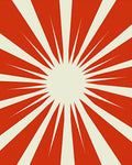 Bold Red Sunburst Rays Rug