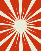 Bold Red Sunburst Rays Rug