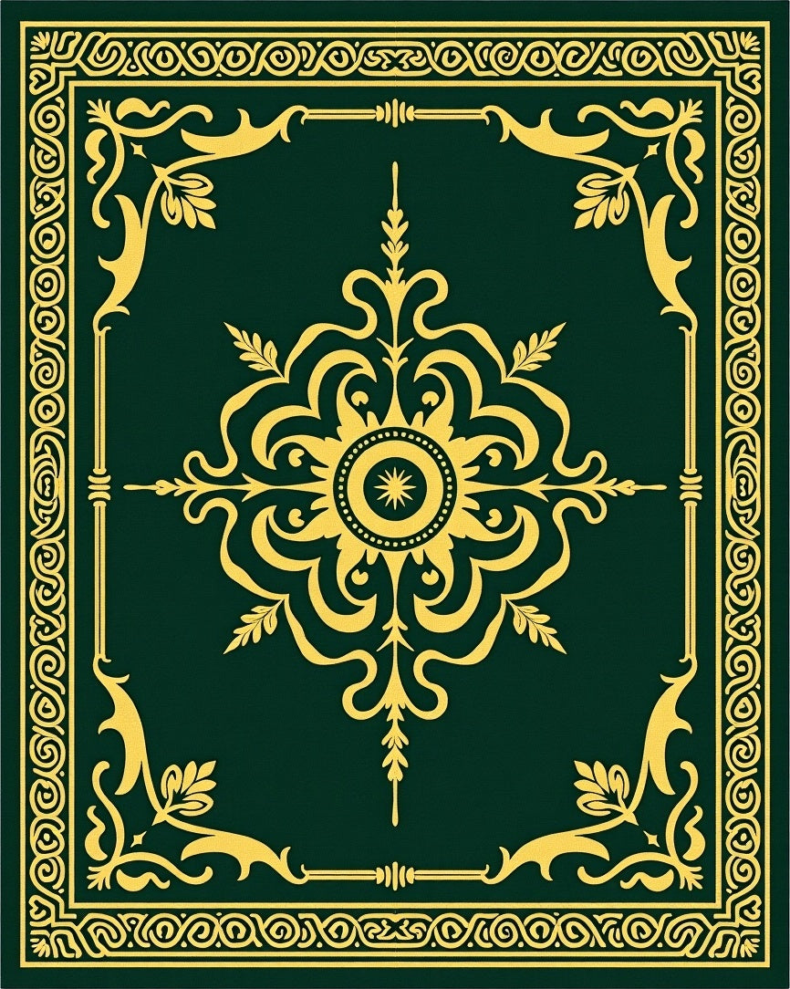 Emerald Gold Floral Medallion Accent Rug