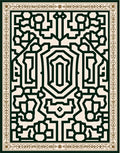 Geometric Dark Green Lattice Border Rug