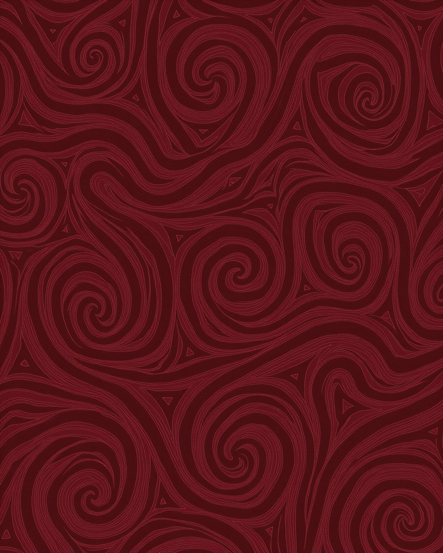 Deep Crimson Swirl Organic Flow Rug