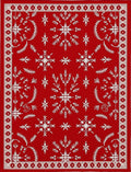 Vibrant Red Snowflake Winter Rug