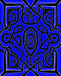 Bold Blue Interlocking Geometric Swirl Rug