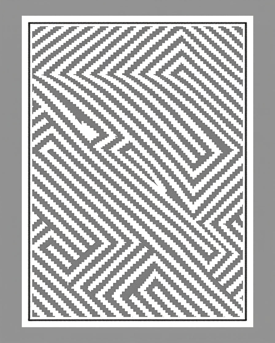 Monochrome Geometric Maze Rug