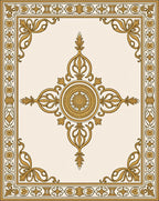 Ancient Gold Floral Medallion Border Rug