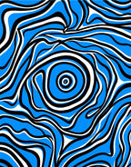 Electric Blue Swirl Abstract Liner Rug