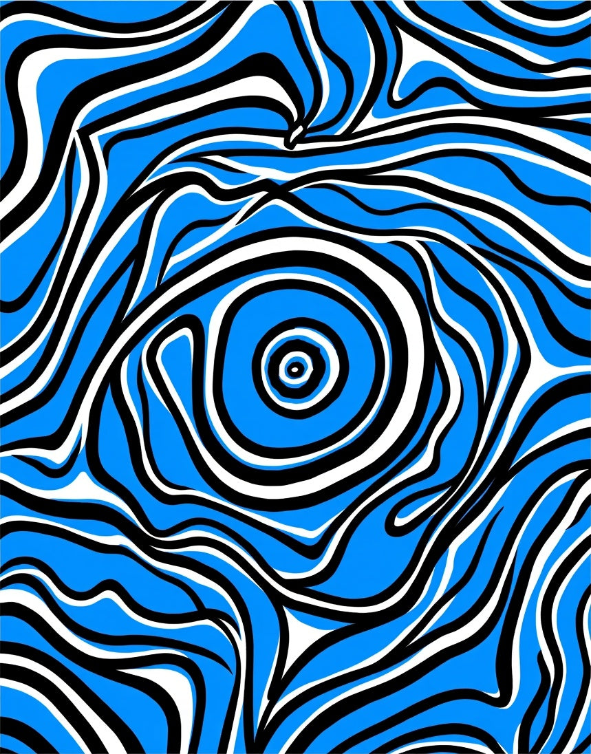 Electric Blue Swirl Abstract Liner Rug