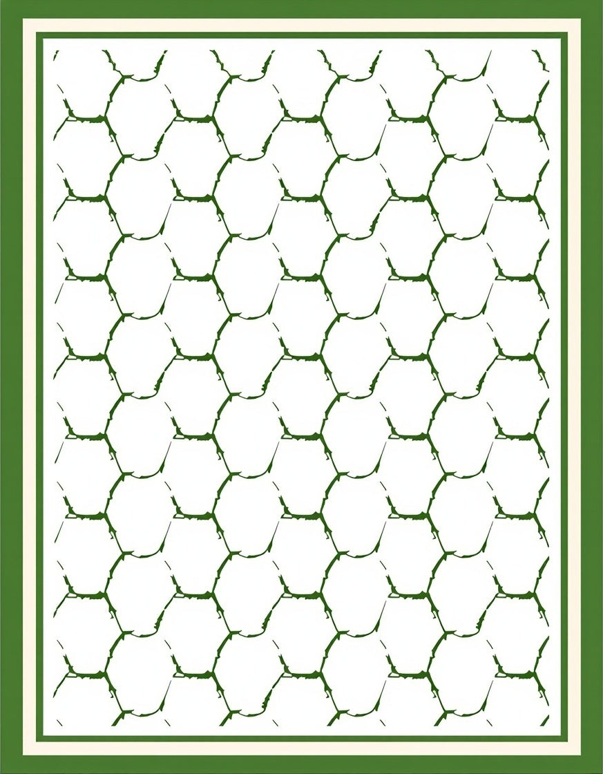 Green Textured Hexagon Grid Rug