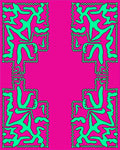 Vivid Pink Teal Abstract Figures Rug
