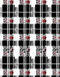 Black White Red Star Plaid Rug