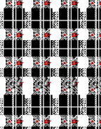 Black White Red Star Plaid Rug