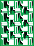 Green Black Geometric Abstract Forms Rug