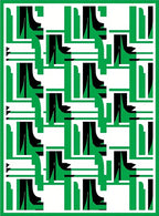 Green Black Geometric Abstract Forms Rug
