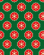 Crimson Red Snowflake Garland Rug
