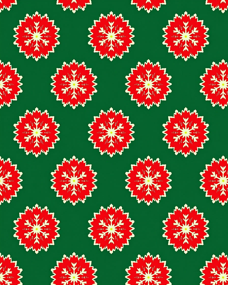 Crimson Red Snowflake Garland Rug
