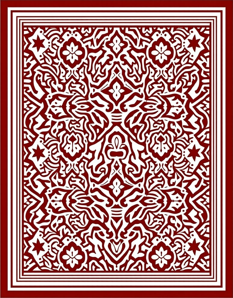 Crimson White Intricate Floral Medallion Rug