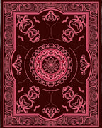 Crimson Pink Ornate Medallion Border Rug