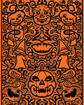 Spooky Orange Halloween Jack O Lantern Bat Rug