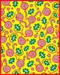 Whimsical Circles Red Candy Leaves Rug