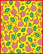 Whimsical Circles Red Candy Leaves Rug