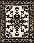 Classic Black Gold Medallion Frame Rug