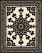 Classic Black Gold Medallion Frame Rug