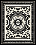 Black Cream Mandala Sunburst Border Rug