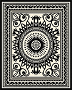 Black Cream Mandala Sunburst Border Rug