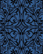 Art Nouveau Blue Floral Symmetry Rug