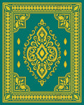 Emerald Teal Golden Floral Medallion Rug