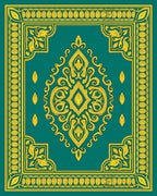 Emerald Teal Golden Floral Medallion Rug