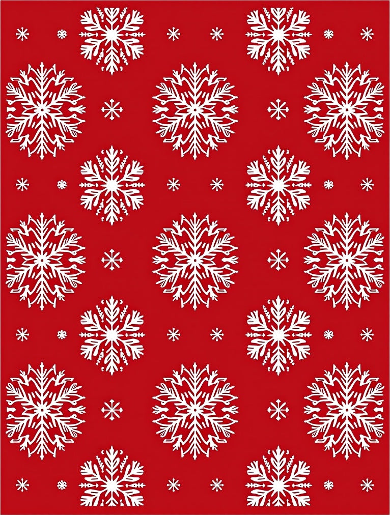 Crimson Snowflake Cluster Pattern Rug