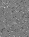 Bold Black White Swirl Maze Rug