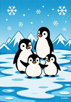 Cute Penguin Family Winter Snowflakes Rug