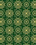 Emerald Green Gold Floral Medallion Layout Rug