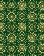 Emerald Green Gold Floral Medallion Layout Rug