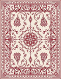 Crimson Floral Scroll Border Rug