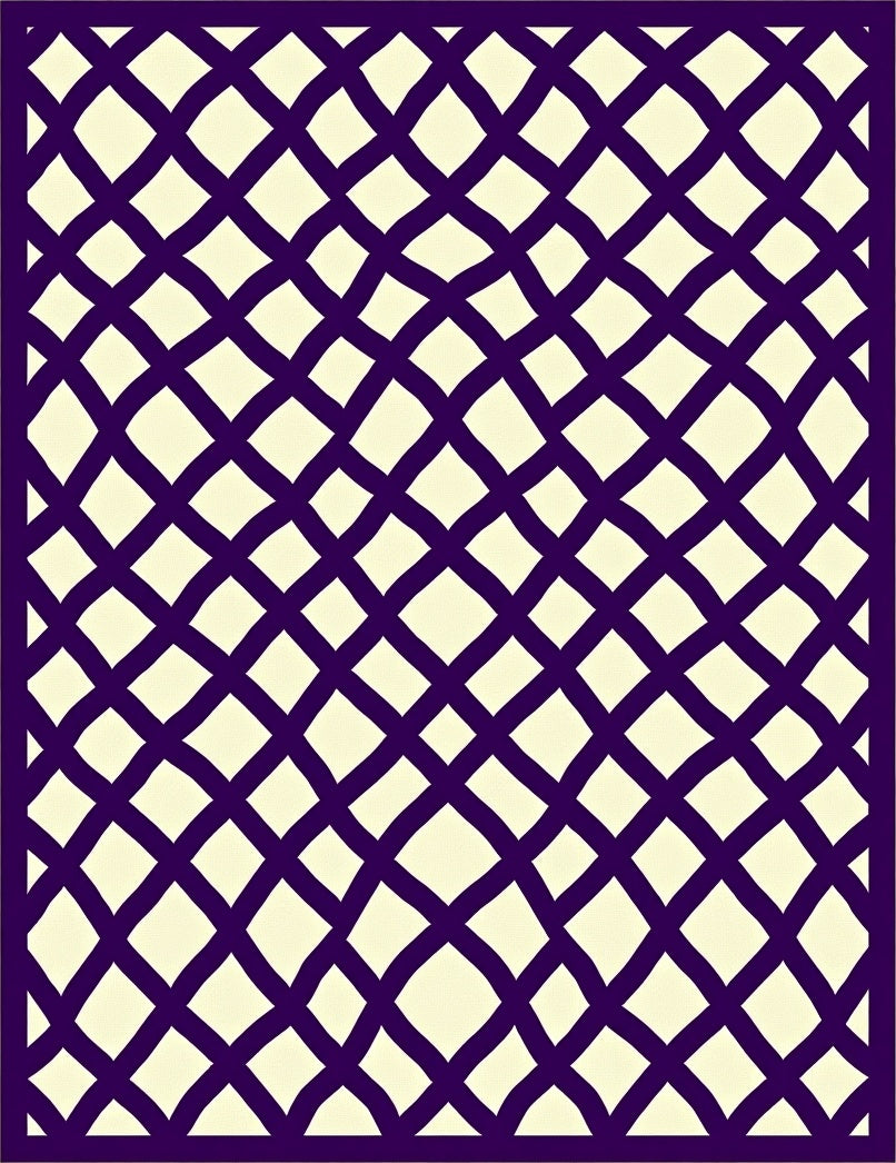 Deep Purple Lattice Geometric Rug