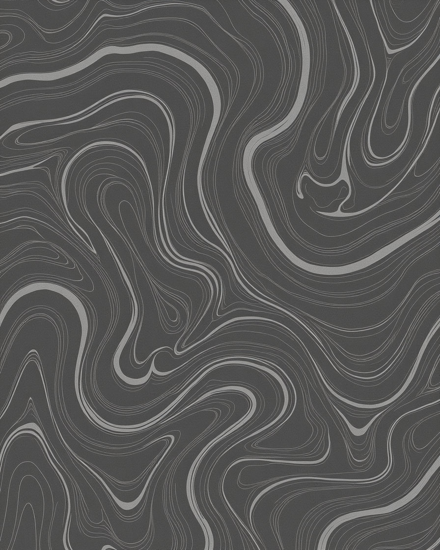 Charcoal Gray Swirling Marble Texture Rug
