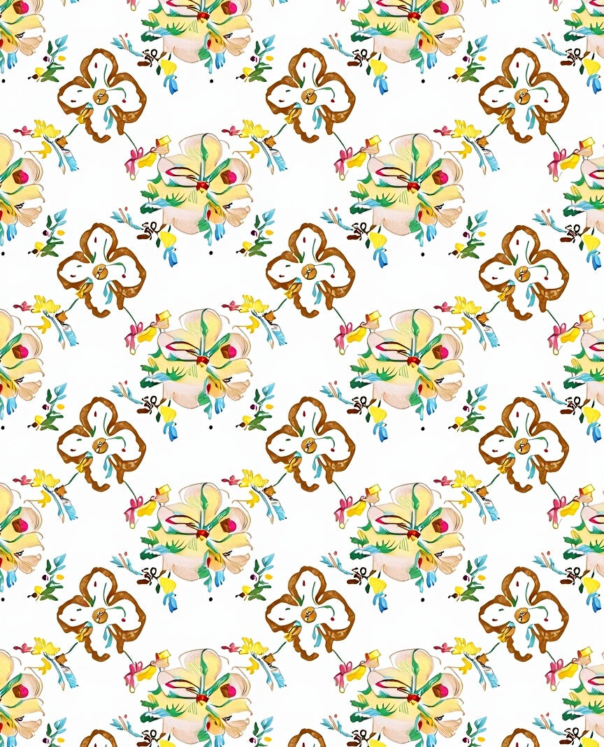 Whimsical Ochre Floral Meadow Rug