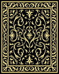 Black Gold Elaborate Floral Scroll Rug