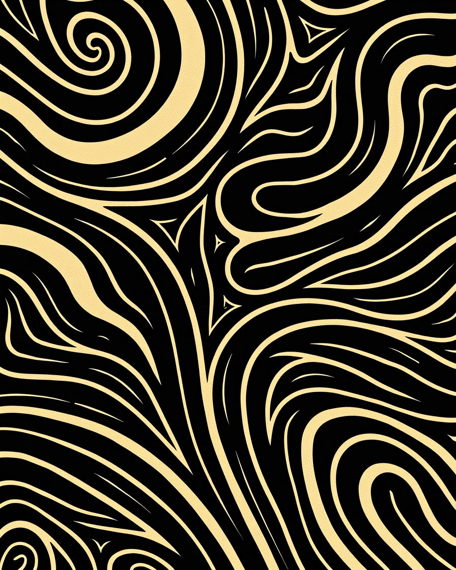 Black and Gold Swirl Organic Rug