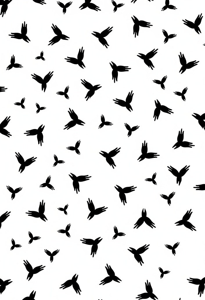 Black Abstract Winged Shapes Rug
