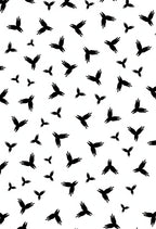 Black Abstract Winged Shapes Rug