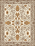 Ornate Brown Floral Medallion Art Nouveau Rug