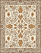 Ornate Brown Floral Medallion Art Nouveau Rug
