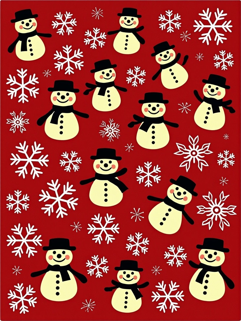 Charming Snowman Snowflake Scene Rug