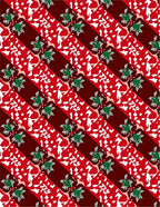 Diagonal Red White Holly Motif Rug